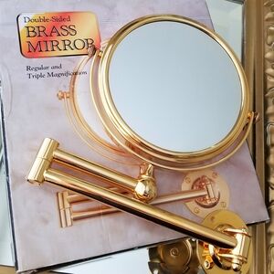 ❗Vintage Polished Brass Double Sided Swing Arm Wall Mirror❗